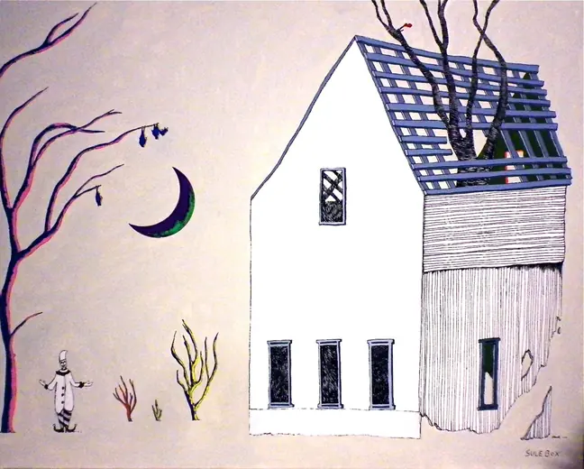 "Parrot philosophy" of SULEBOX solo exhibition — "Pierrot's house" / Acrylic on wood panel 910×727mm