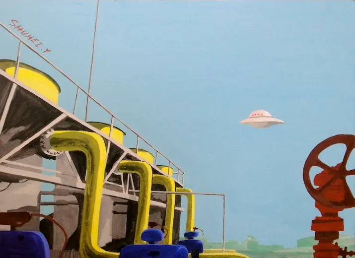 工場とUFO